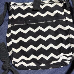 Chevron Retro Metro Black and White Crossbody Bag